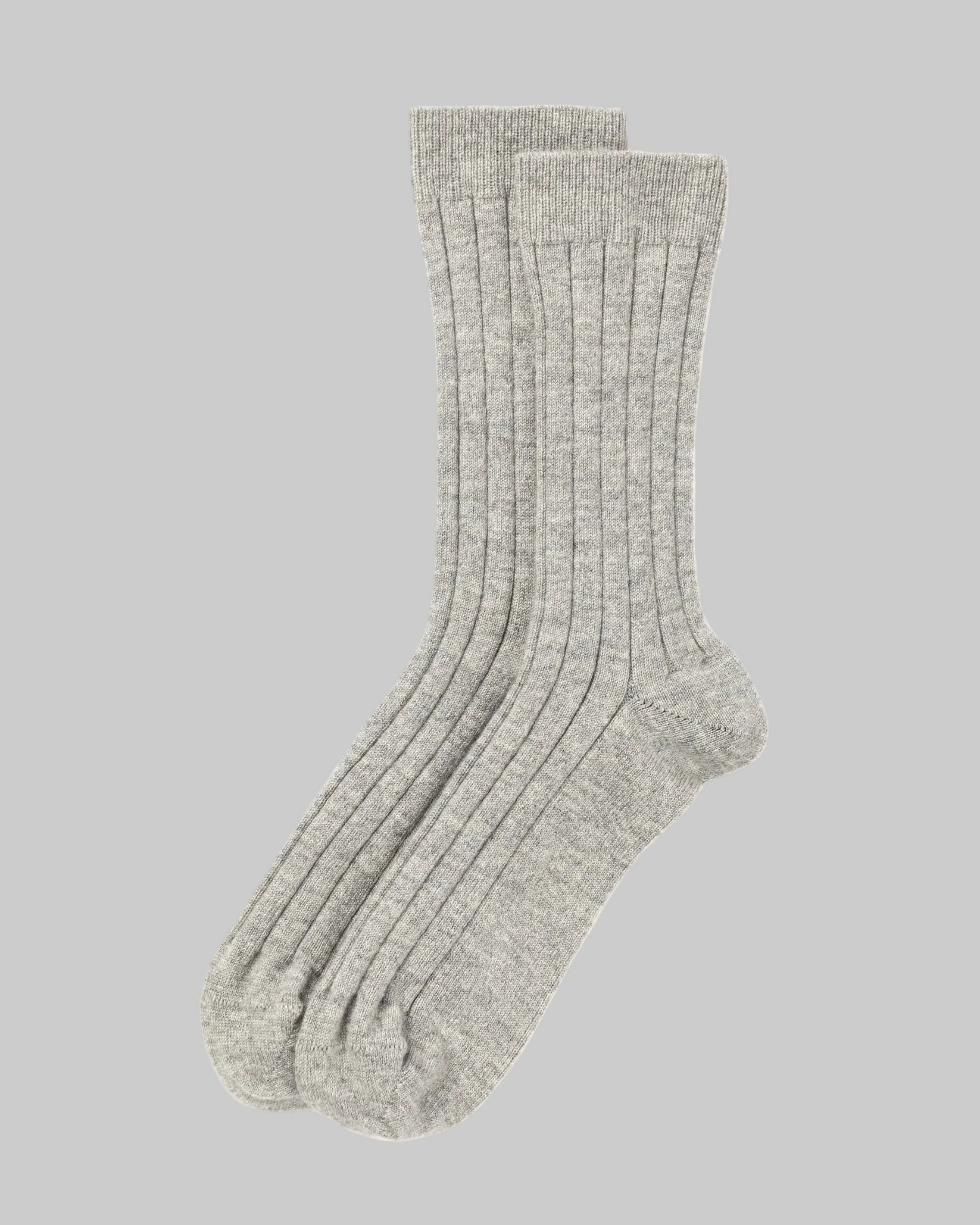 Men's Cashmere Ribbed Light Grey Socks