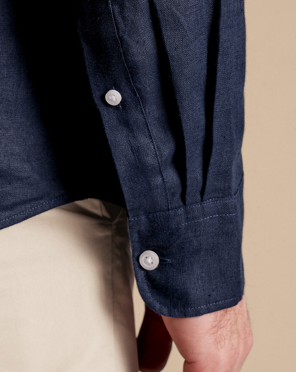 Navy Blue Pure Linen Shirt