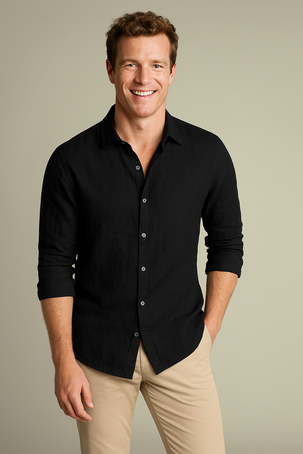 Black Pure Linen Shirt