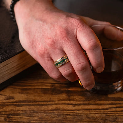 The Gold Leaf Ring — Meteorite & Lapis