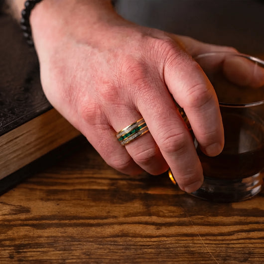 The Gold Leaf Ring — Meteorite & Lapis