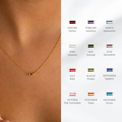 Baguette Birthstone Necklace