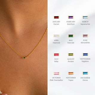 Baguette Birthstone Necklace