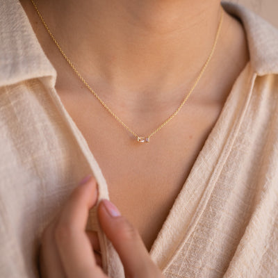 Baguette Birthstone Necklace