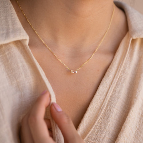 Baguette Birthstone Necklace
