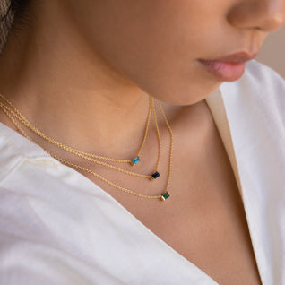 Baguette Birthstone Necklace