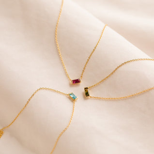 Baguette Birthstone Necklace