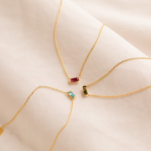 Baguette Birthstone Necklace