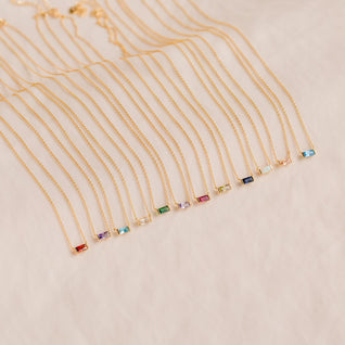 Baguette Birthstone Necklace