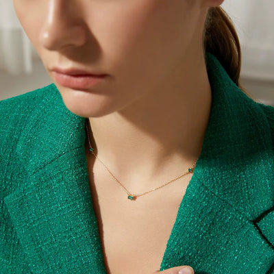 London Triple Gemstone Staple Necklace