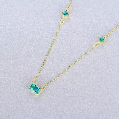 London Triple Gemstone Staple Necklace