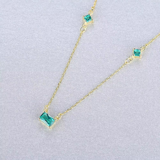 London Triple Gemstone Staple Necklace